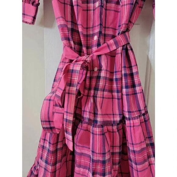 Draper james Loretta Shirt Dress in Pink Angie Plaid S NWOT $150 - Picture 5 of 7